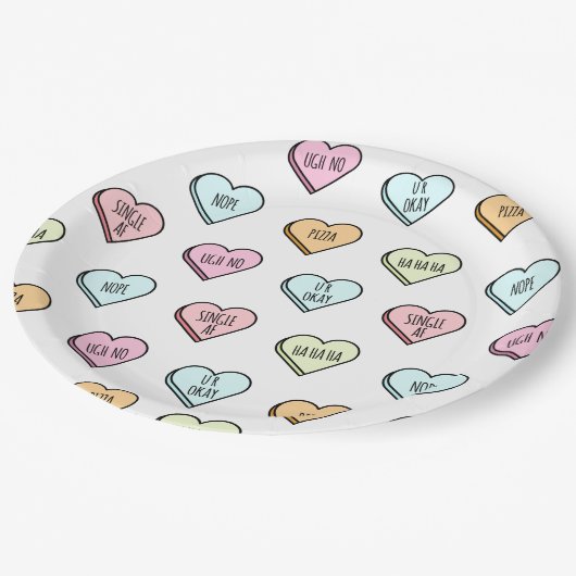 Sarcastic Valentine's Candy Heart Pattern Pappteller (Schrägansicht)