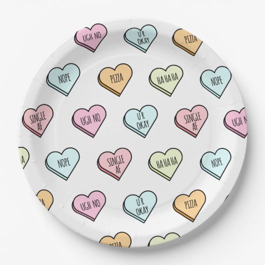 Sarcastic Valentine's Candy Heart Pattern Pappteller (Vorderseite)