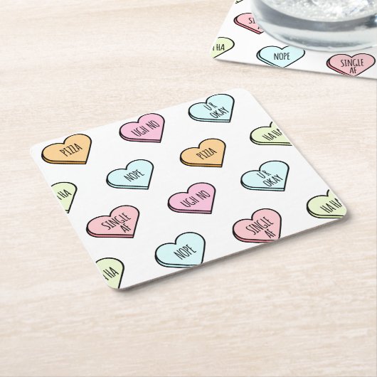 Sarcastic Valentine's Candy Heart Pattern Rechteckiger Pappuntersetzer (angewinkelt)