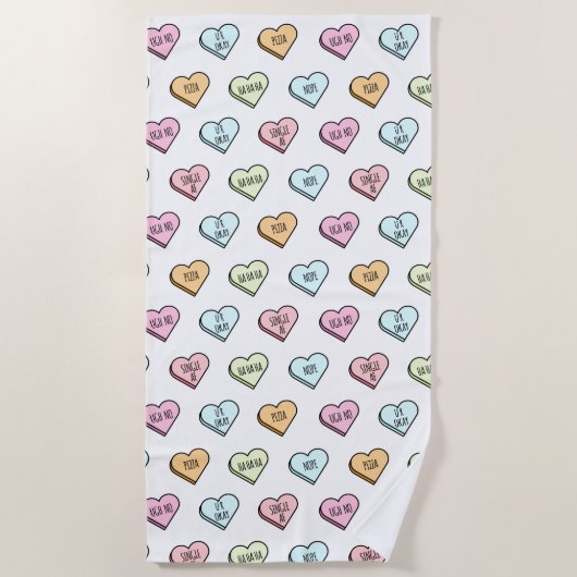 Sarcastic Valentine's Candy Heart Pattern Strandtuch (Vorderseite)