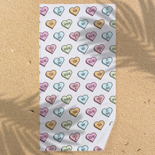 Sarcastic Valentine's Candy Heart Pattern Strandtuch