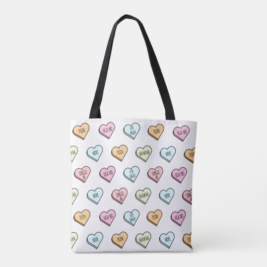 Sarcastic Valentine's Candy Heart Pattern Tasche (Rückseite)