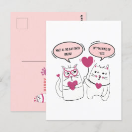 Sarcastic Valentinstag Cartoon Cat Couple Postkarte