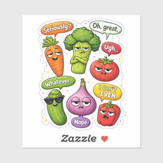 Sarcastic Vegetable Custom-Cut Vinyl Sticker (Blatt)