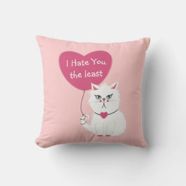 Sarcastic White Cat Funny Valentine's Day Kissen