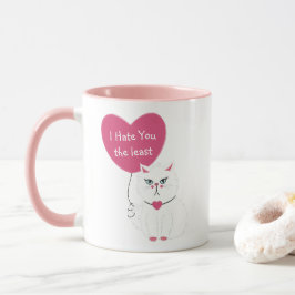Sarcastic White Cat Funny Valentine's Day Tasse