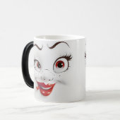 Sarcastic Women Face with Red Lips Verwandlungstasse (Vorderseite Links)
