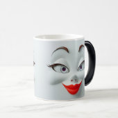 Sarcastic Women Face with Red Lips Verwandlungstasse (VorderseiteRechts)