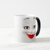 Sarcastic Women Face with Red Lips Verwandlungstasse (VorderseiteRechts)