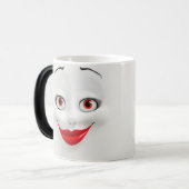 Sarcastic Women Face with Red Lips Verwandlungstasse (Vorderseite Links)