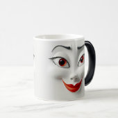 Sarcastic Women Face with Red Lips Verwandlungstasse (VorderseiteRechts)