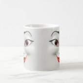 Sarcastic Women Face with Red Lips Verwandlungstasse (Mittel)