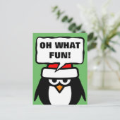 Sarcastische Weihnachtskarten mit lustigem Pinguin Feiertagspostkarte (Stehend Vorderseite)