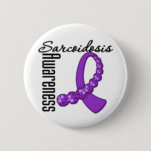 Sarcoidose Awareness Gemstone Ribbon Button (Vorderseite)