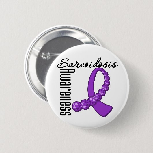 Sarcoidose Awareness Gemstone Ribbon Button (Vorne & Hinten)