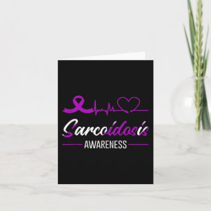 Sarcoidose Awareness Heartbeat Liebe Lila Ribbon Karte