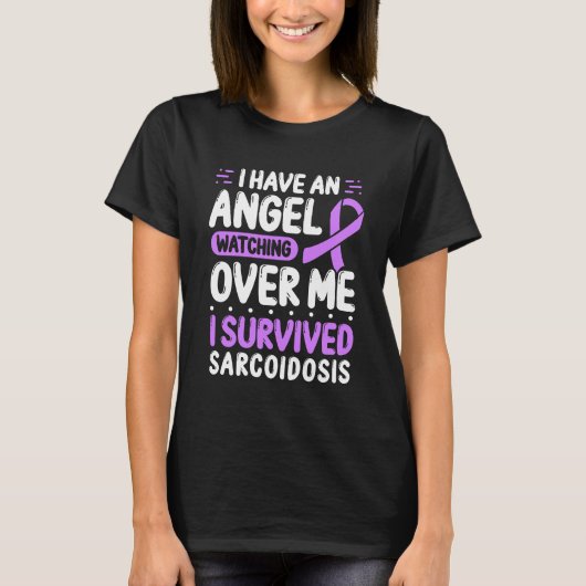 Sarcoidose Awareness Lila Ribbon I Angel T-Shirt (Vorderseite)