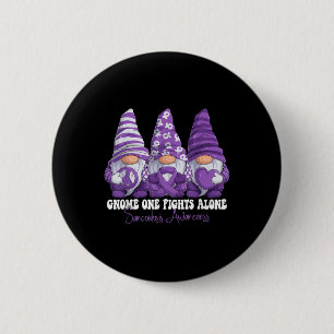 Sarcoidose Awareness Month Lila Ribbon Gnomes Button