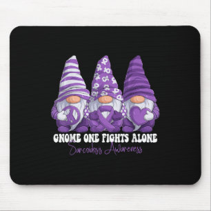 Sarcoidose Awareness Month Lila Ribbon Gnomes Mousepad