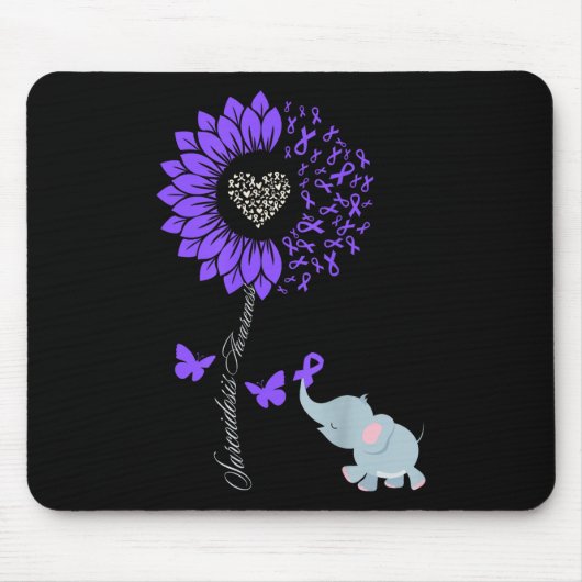 Sarcoidose Awareness Sunflower Elephant Butterfly Mousepad (Vorne)