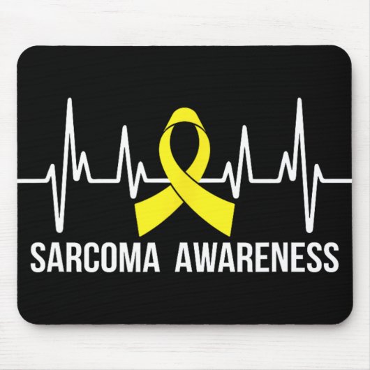 Sarcoma Awareness - Yellow Ribbon Heartbeat Mousepad (Vorne)