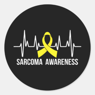 Sarcoma Awareness - Yellow Ribbon Heartbeat Runder Aufkleber