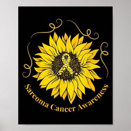 Sarcoma Cancer Awareness Sunflower Yellow Ribbon S Poster (Vorne)