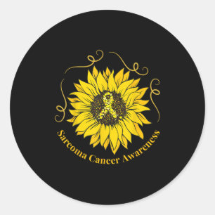 Sarcoma Cancer Awareness Sunflower Yellow Ribbon S Runder Aufkleber