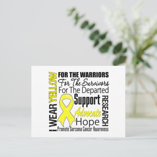 Sarcoma Cancer I trage Yellow Ribbon TRIBUTE Postkarte (Stehend Vorderseite)