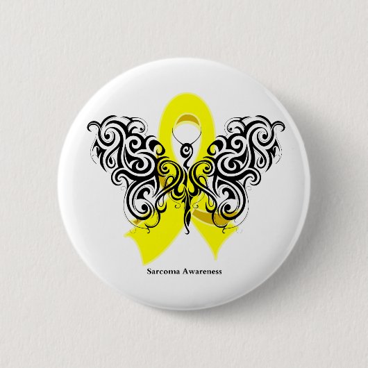 Sarcoma Cancer Tribal Butterfly Button (Vorderseite)
