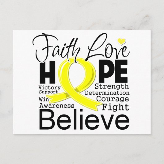 Sarcoma Cancer Typographic Faith Liebe Hope Postkarte (Vorderseite)