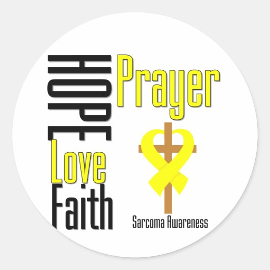 Sarcoma Hope Liebe Faith Gebet Cross Runder Aufkleber (Vorderseite)