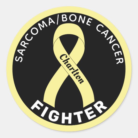 Sarcoma/Knochenkrebs Kämpfer schwarzer Band Runder Aufkleber (Vorderseite)