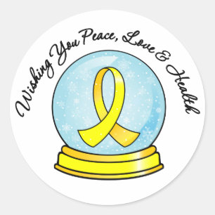 Sarcoma Ribbon Merry Christmas Snowglobe Runder Aufkleber