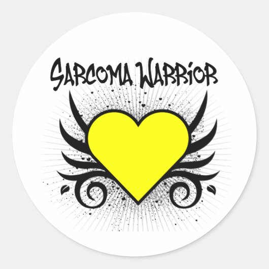 Sarcoma Warrior Heart Runder Aufkleber (Vorderseite)