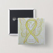 Sarcoma Yellow Awareness Ribbon Angel Button (Vorne & Hinten)