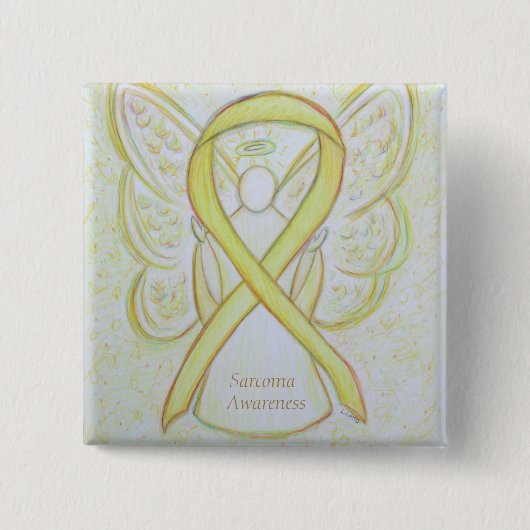 Sarcoma Yellow Awareness Ribbon Angel Button (Vorderseite)