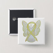 Sarcoma Yellow Awareness Ribbon Angel Button (Vorne & Hinten)