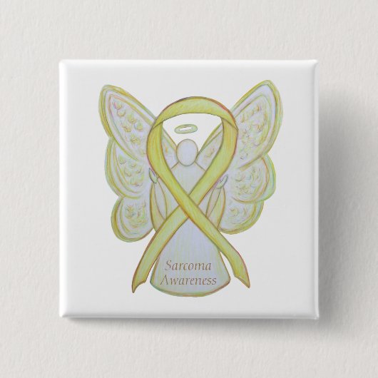 Sarcoma Yellow Awareness Ribbon Angel Button (Vorderseite)