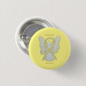 Sarcoma Yellow Awareness Ribbon Angel Custom Butto Button (Vorne & Hinten)