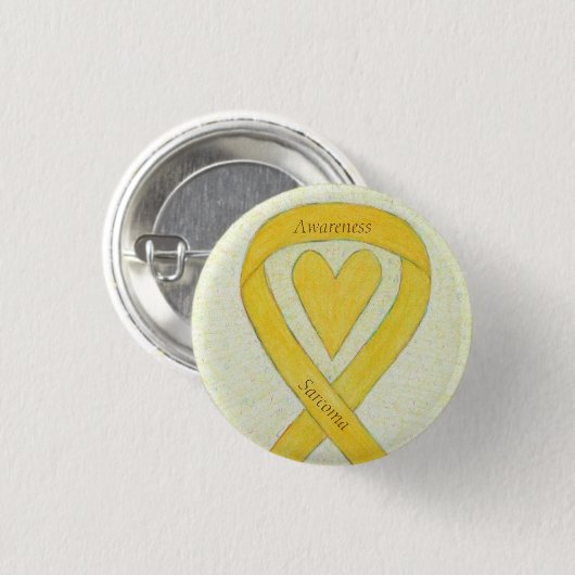Sarcoma Yellow Heart Awareness Ribbon Custom Butto Button (Vorne & Hinten)
