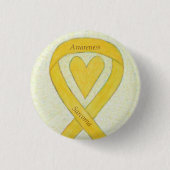 Sarcoma Yellow Heart Awareness Ribbon Custom Butto Button (Vorderseite)