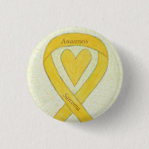 Sarcoma Yellow Heart Awareness Ribbon Custom Butto Button