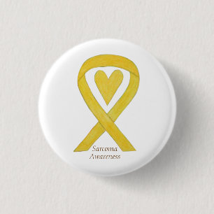 Sarcoma Yellow Heart Awareness Ribbon Custom Butto Button