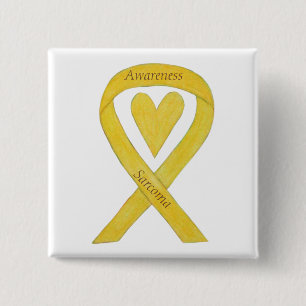 Sarcoma Yellow Heart Awareness Ribbon Custom Butto Button