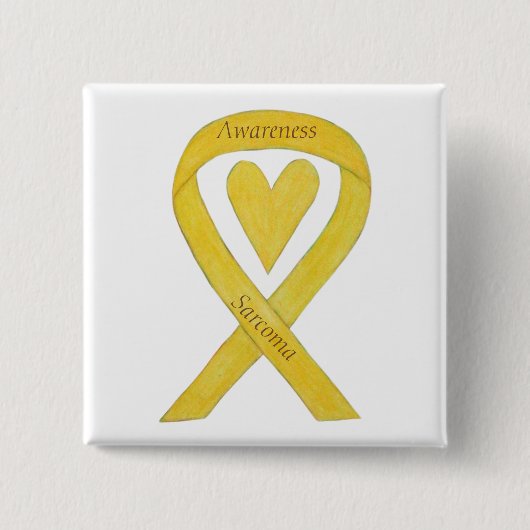 Sarcoma Yellow Heart Awareness Ribbon Custom Butto Button (Vorderseite)