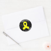 Sarcoma Yellow Ribbon mit Scribble Runder Aufkleber (Umschlag)