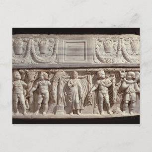 Sarcophagus, der die Verstorbenen darstellt Postkarte