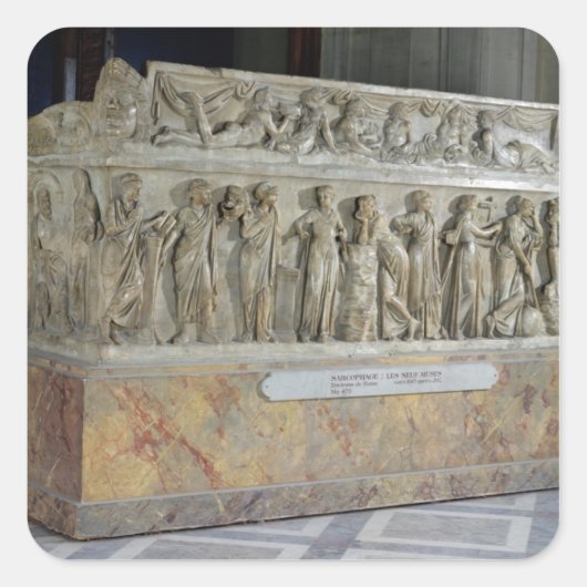 Sarcophagus mit Fries der Neunen Musen Quadratischer Aufkleber (Vorderseite)