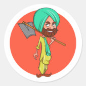 Sardar Ji Runder Aufkleber (Vorderseite)